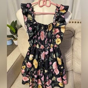 Girls floral black dress